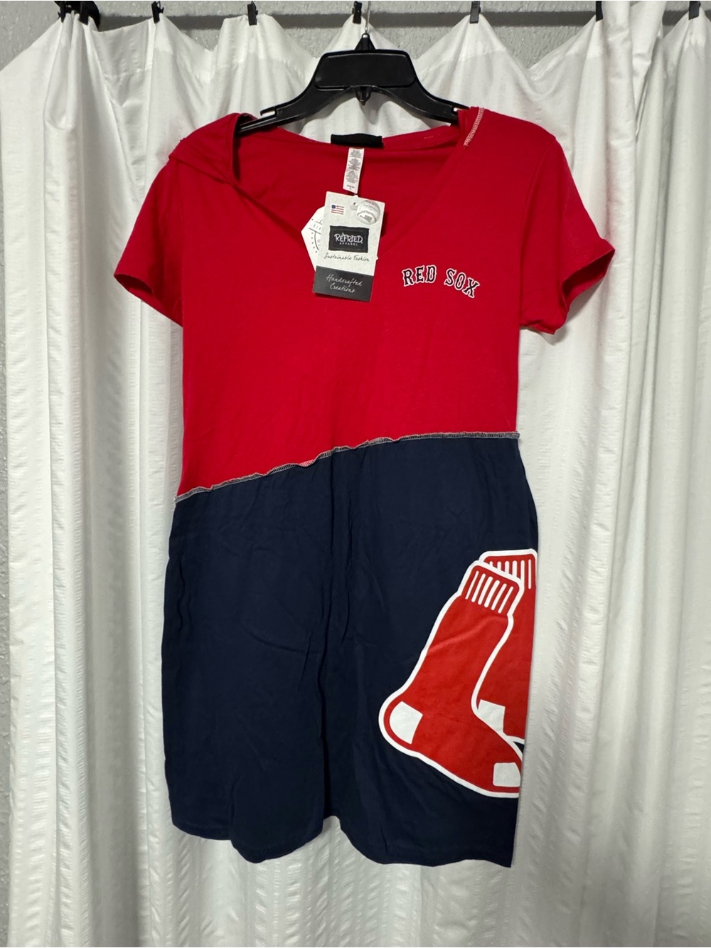 Women’s Refried Apparel MLB Red Sox Hooded Mini Dress, NWT